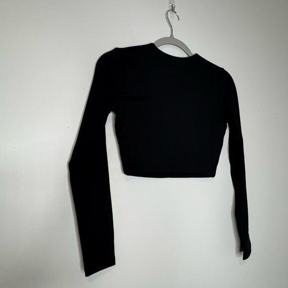 Susana Monaco Crewneck Cropped Long Sleeve Top Black NWT Size XS - Picture 4 of 7